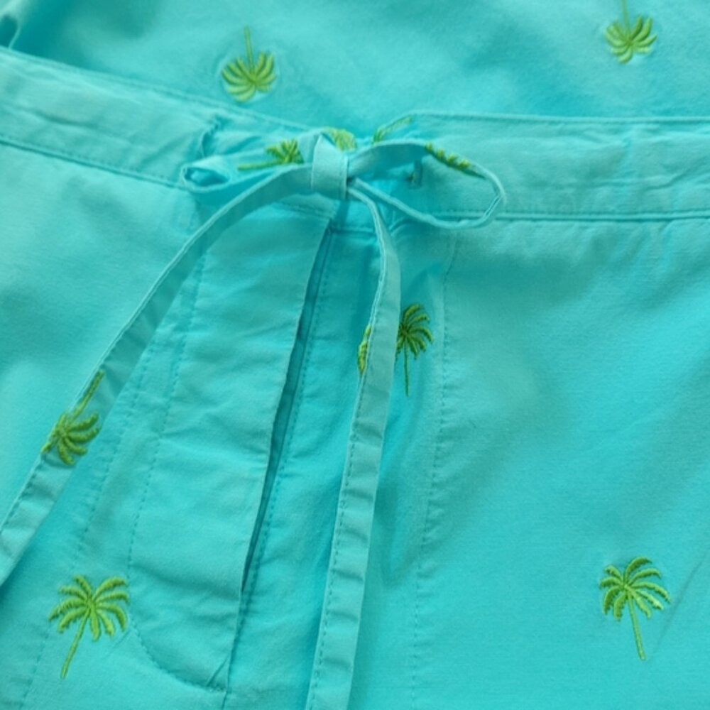 Lilly Pulitzer Turquoise Embroidered Wide Leg Pants Size 4 - Picture 3 of 7